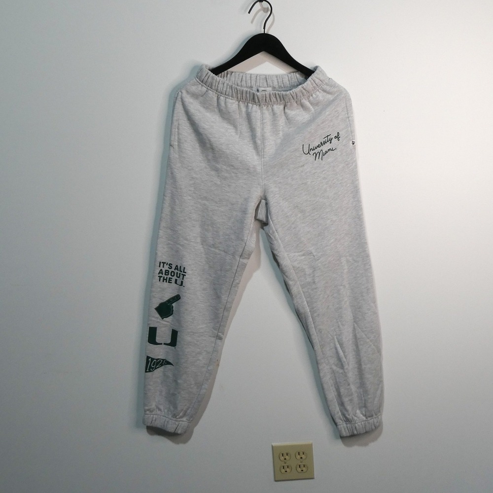 Miami Hurricanes Sweatpants Women Small 47 Brand Gray Fleece Joggers New